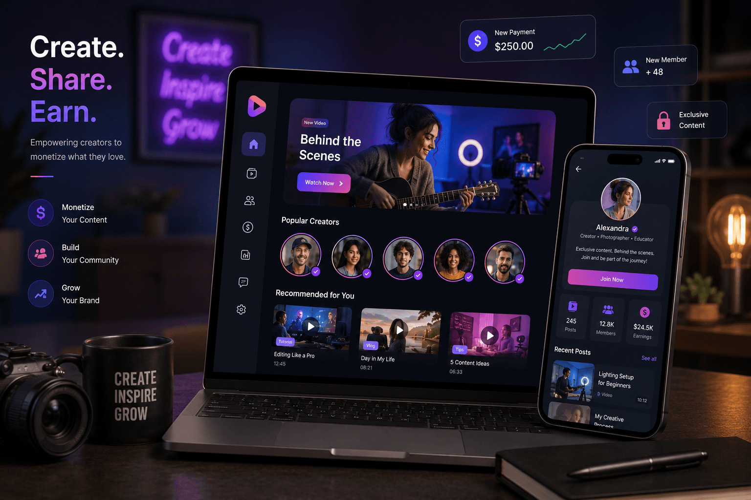 Creator Content Sharing Platform